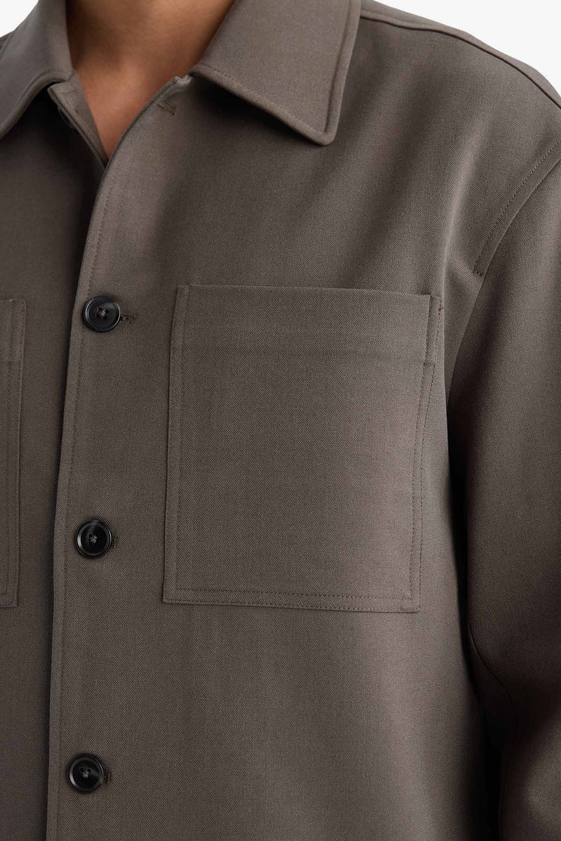 ديفاكتو جاكيت قميص سليم فيت بياقة بولو مبطن - Image 4